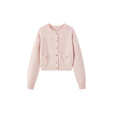 Women's Pink Cable Knit Cardigan